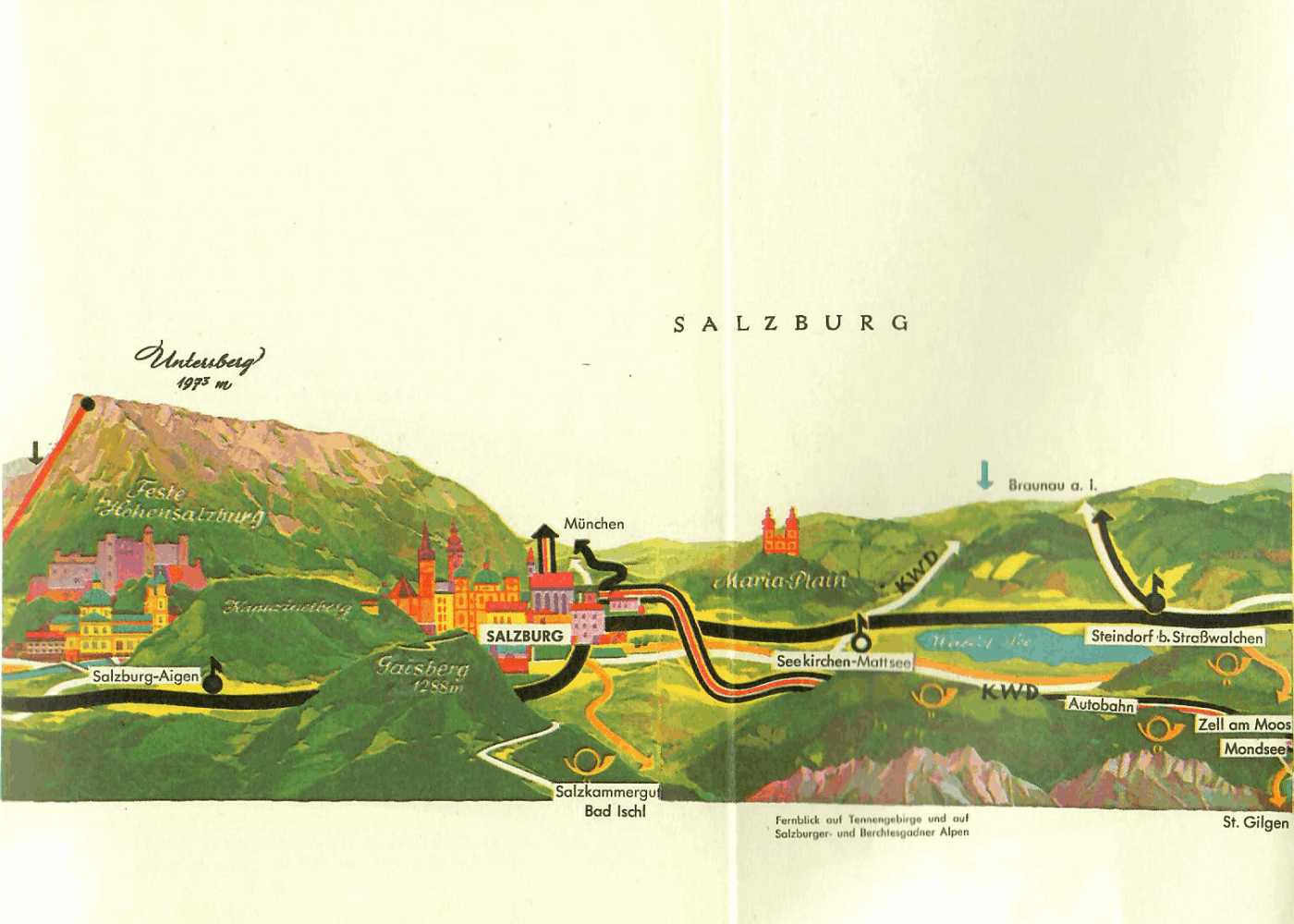 alte Landkarte von Salzburg - Roller-Reisen in Österreich