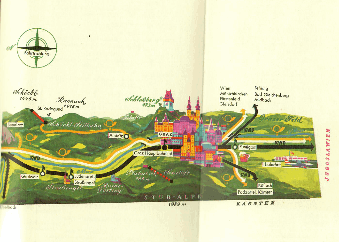 alte Landkarte von Graz - Roller-Reisen in Österreich