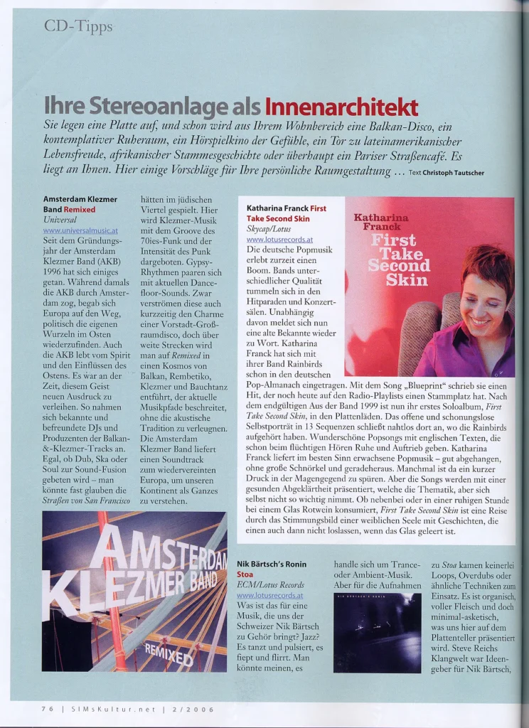 CD-Kritiken SIMSkultur Magazin Frühling 2006 - Seite 1